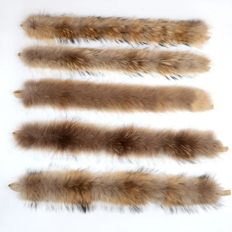 Raccoon Fur Collar Tops Hats Stripe Fur Collar  Fur Edge Clothing Accessories Down Jacket Cotton-Padded Coat Bufandas