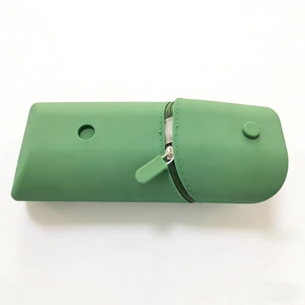 Large- Capacity Silicone Pencil Case Eco-Friendly Portable Foldable Pen Holder Solid Color Soft Macaron Desk Organizer Study