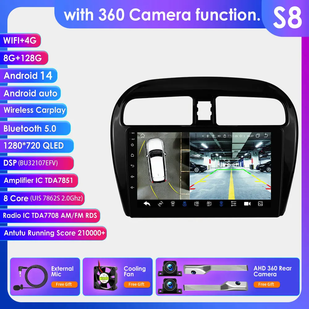Hizpo Autoradio Carplay 4G AI Systemen Android Autoradio voor Mitsubishi Mirage/Space Star 2012-2023 multimedia Video Player GPS