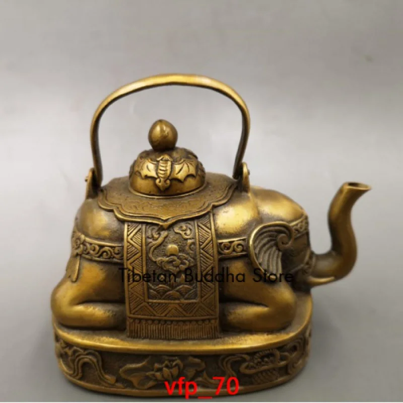 

antique excellent Handwork Bronze Carve Elephant Lucky Big Tea Pot Teapots