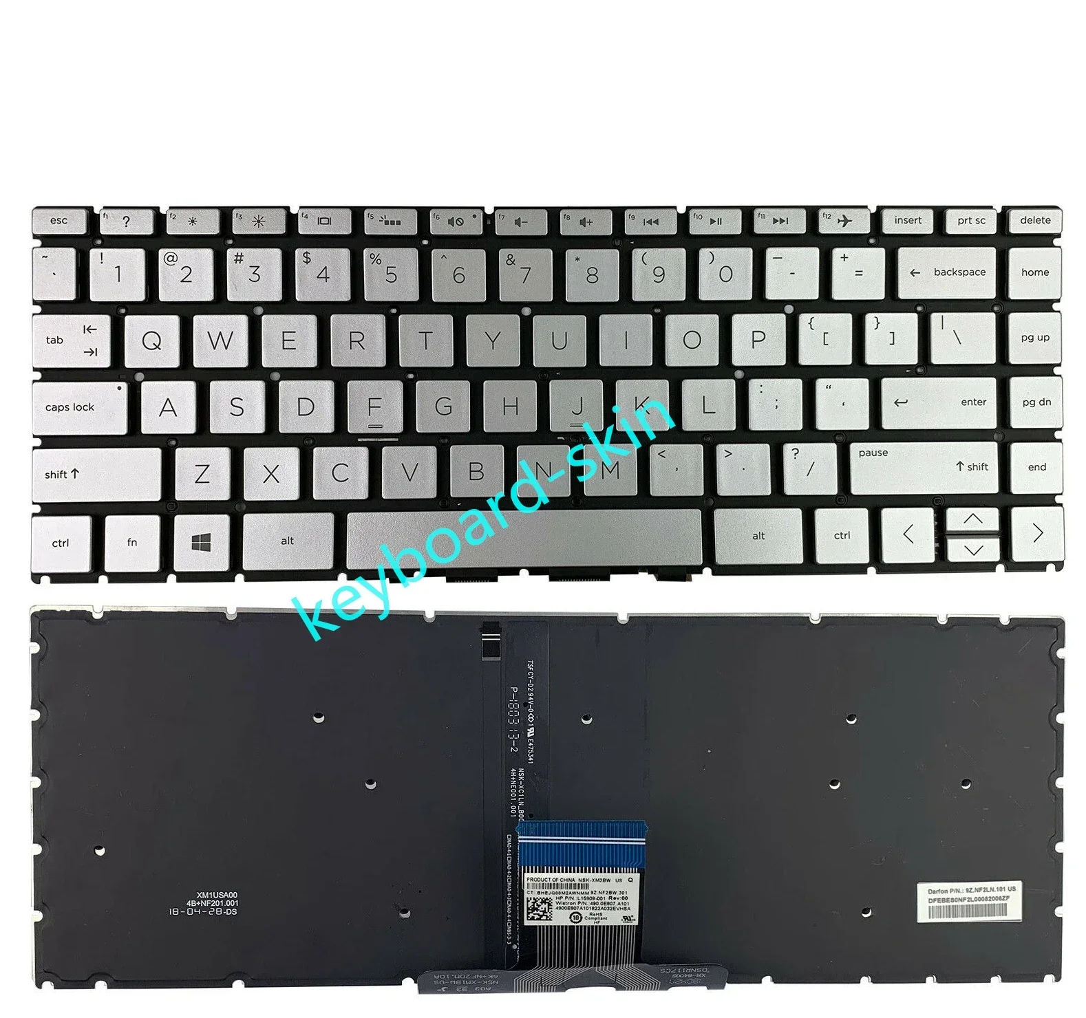 New US keyboard silver No-frame backlit for HP 14-CK 14t-dh 14-DK 14-DR 14s-DR 14-dq 14s-dq TPN-I131 240 G7 245 G7 246 G7 laptop