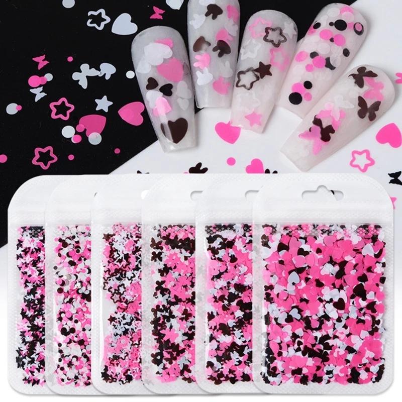 Mini Heart Butterfly Rabbit Star Round Nail Art Sequins Nail Glitter Flakes Sequins Decals for DIY Nail Decoration