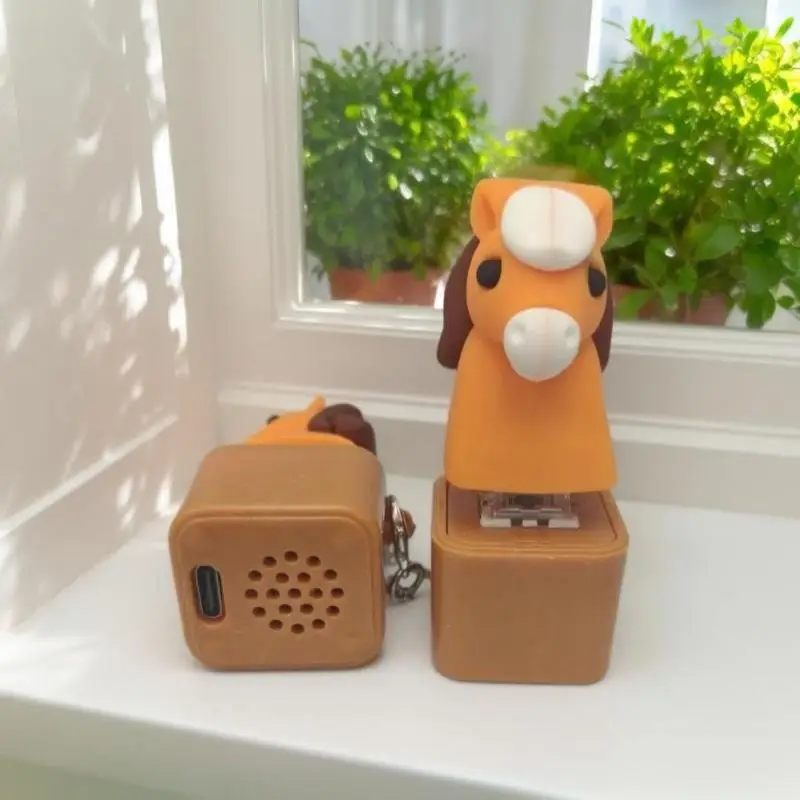 Glowing Horse Rechargeable Fidget Button Keychain Clicky Sounding Stress Relief Toy for Teens Easter Basket Stuffers Gifts