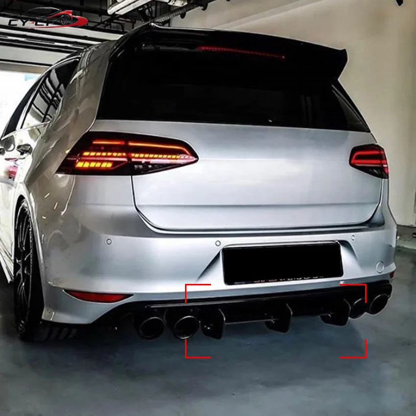For VW Volkswagen Golf 7 VII MK 7 R R-Line 2013-2016 Rear Bumper Diffuser Lip Tail Side Splitter Spoiler Plate Body Kits Tuning - view 2
