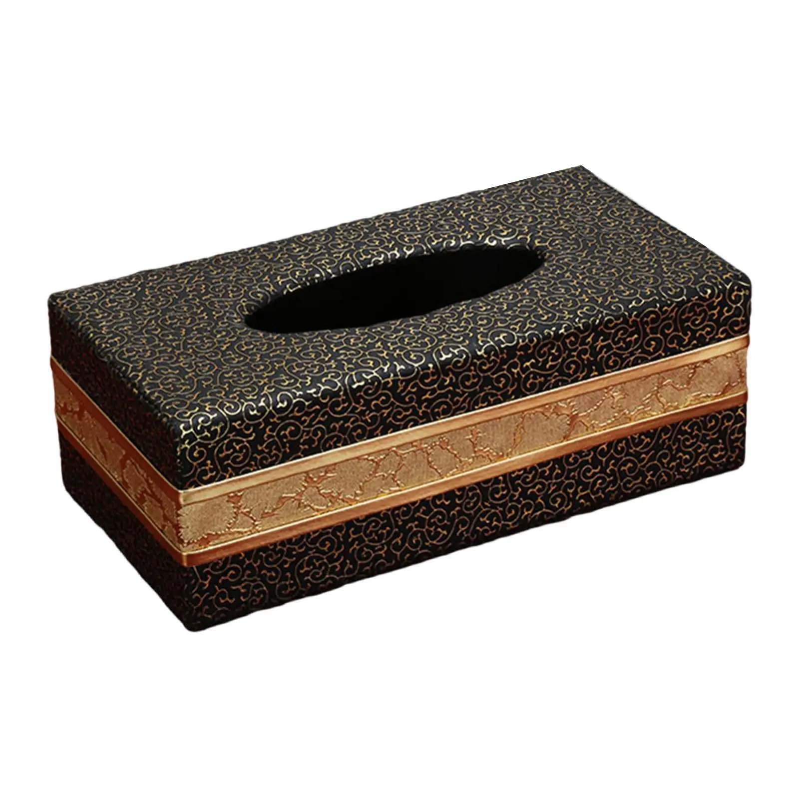Tissue Box Cover Leather and Wood Rectangular Modern Napkin Holder Organizer for Living Room Desk Dining Table