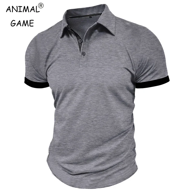 Summer Men's Short Sleeve Polo Shirt Lapel Oversize Solid Color T Shirts Breath…
