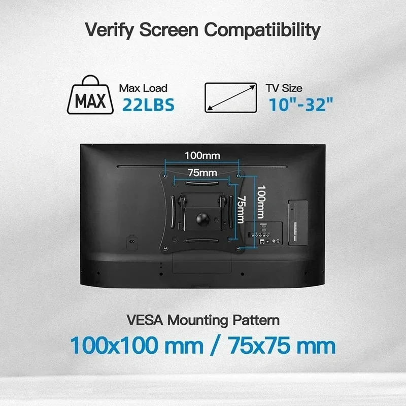 Stocking Stuffers Christmas Gift Adjustable TV Wall Mount Bracket 10-32 Inch LED LCD Max 10kg VESA 100x100 Holder Home Office