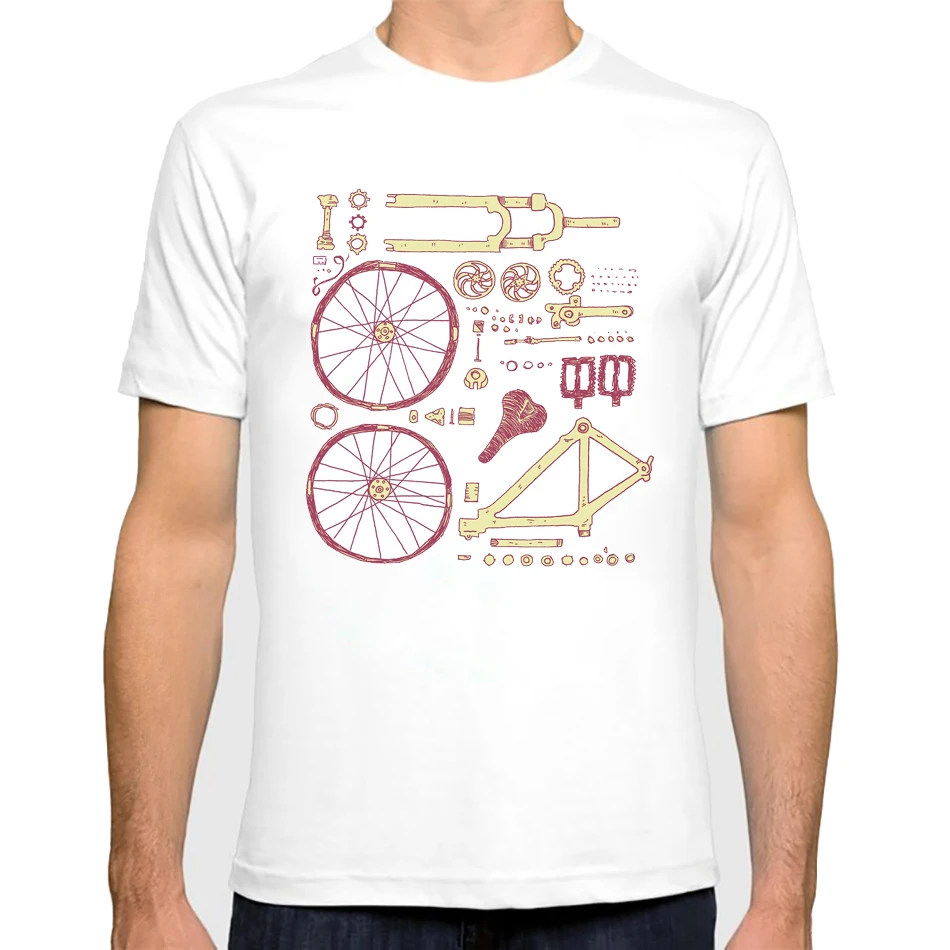 Тяжелая Футболка с принтом велосипедных частей, модная мужская футболка с принтом, велосипедная уличная одежда, повседневная футболка в стиле хип-хоп