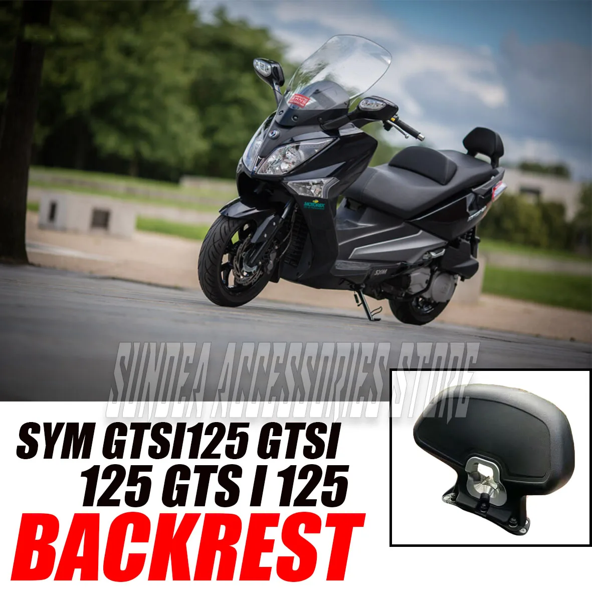 

For SYM GTSi125 GTSi 125 GTS i 125 Motorcycle Black Rear Frame Passenger Seat Backrest Cushion Back Rest Pad