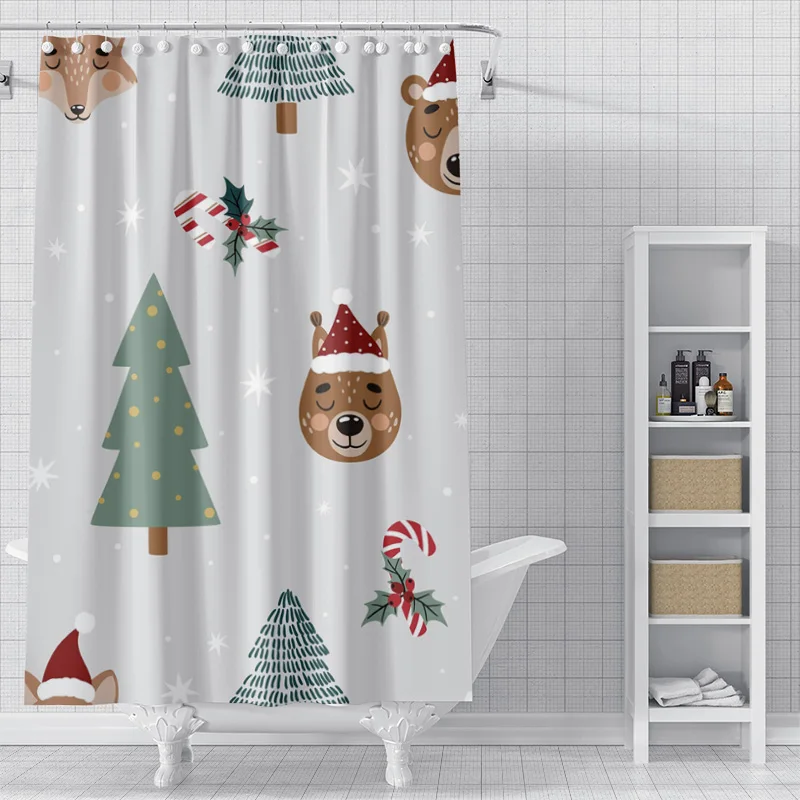 Home decoration shower curtains for bathroom waterproof curtain fabric Modern Nordic style Living Room Merry Christmas winter