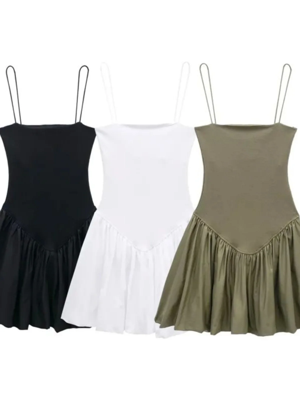 로우 넥 슬리브리스 허리 조임 드레스 여성 스트리트 스타일 유넥 숏 스커트 여름 패션 민소매 허리 인워드 드레스