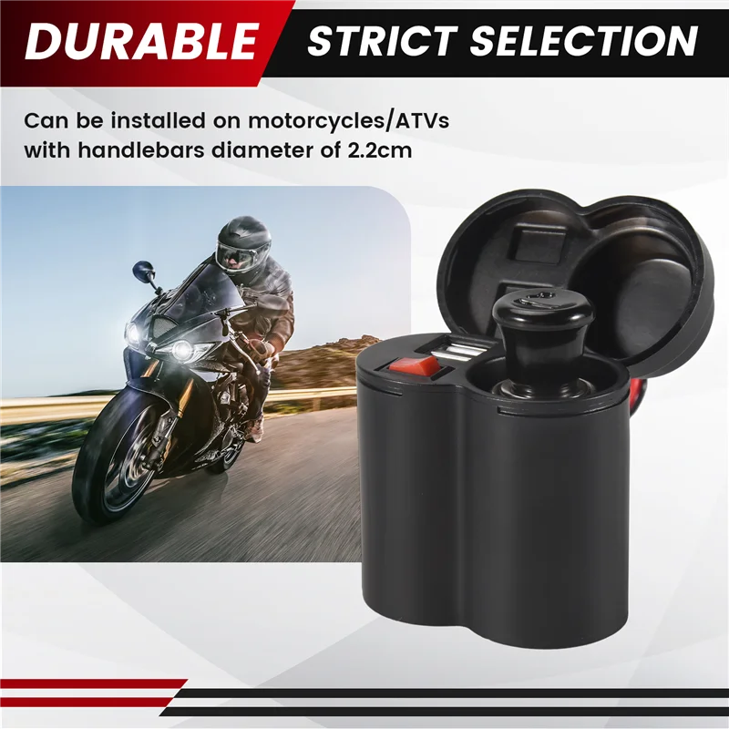 

L37A-Motorcycle USB Charger Phone 12V Cigar Lighter Socket Dual USB Motorcycle Lighter Socket Charger Waterproof