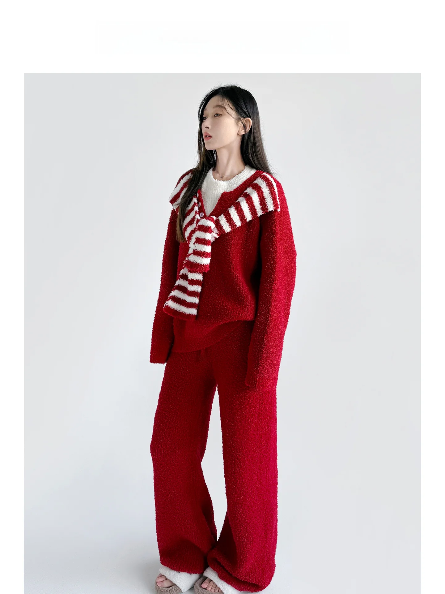 gelato-eyou-pijama-de-mujer-thiened-coral-fce-f-terciopelo-otono-invierno-rojo-luy-ano-largo-sve-redondo-ne-spwear