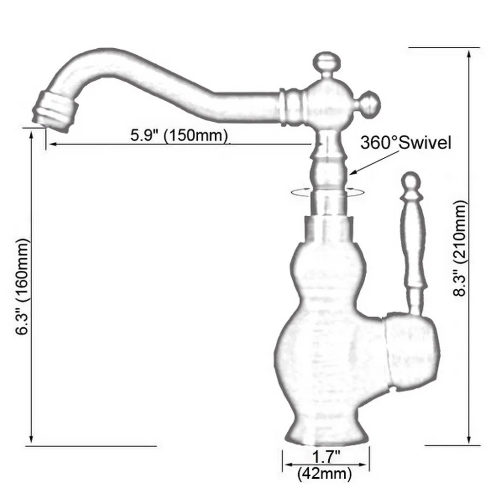 Grifo de latón antiguo para cocina, grifería giratoria de un solo Mango para lavabo de baño, grifos mezcladores, anf258