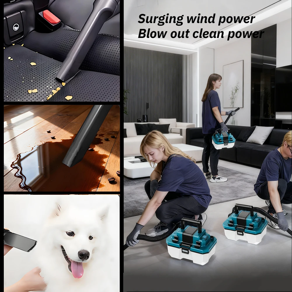 Bezprzewodowy odkurzacz do pracy na sucho i mokro, przenośny odkurzacz bezszczotkowy, zasilany baterią litową, pochłaniacz pyłu do Makita, do garażu i warsztatu.