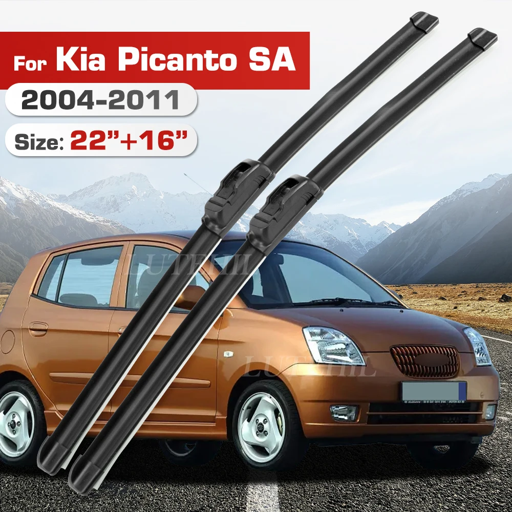 Wischer Für Kia Picanto SA 2004-2011 2005 2006 2007 2008 2009 2010 Front Klingen Windschutzscheibe Windschutz fenster Pinsel 22 "+ 16"