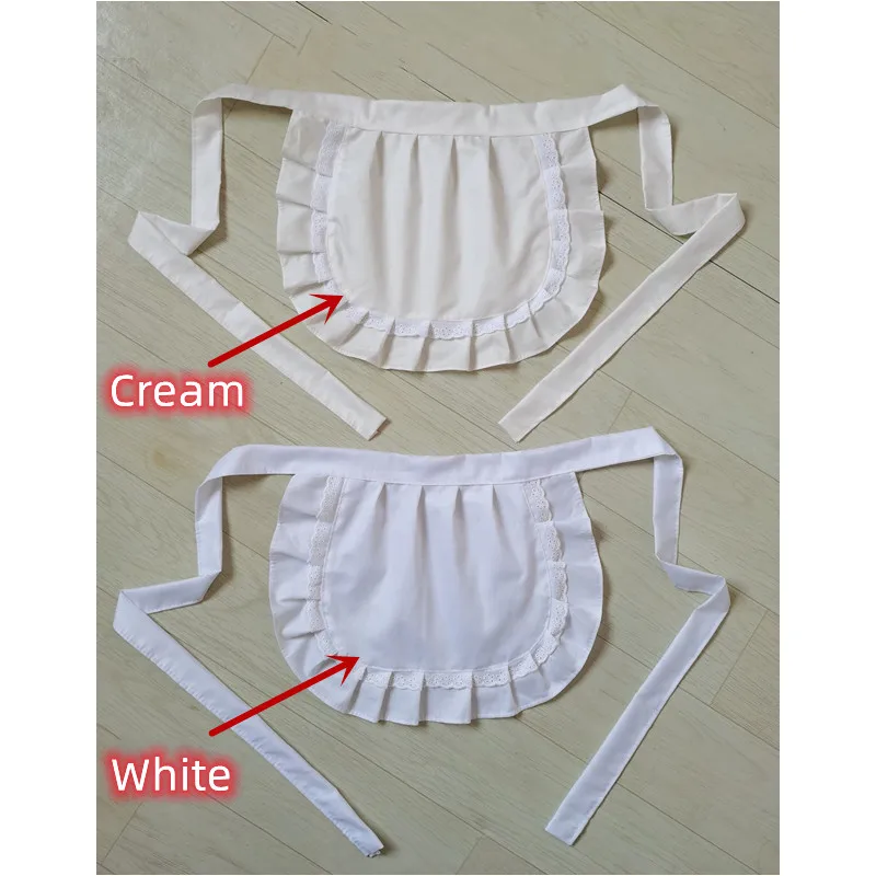 Small White Half Waist Lace Ruffle Apron Women Avental de Cozinha Cosplay Decorative Apron for Lolita Dress