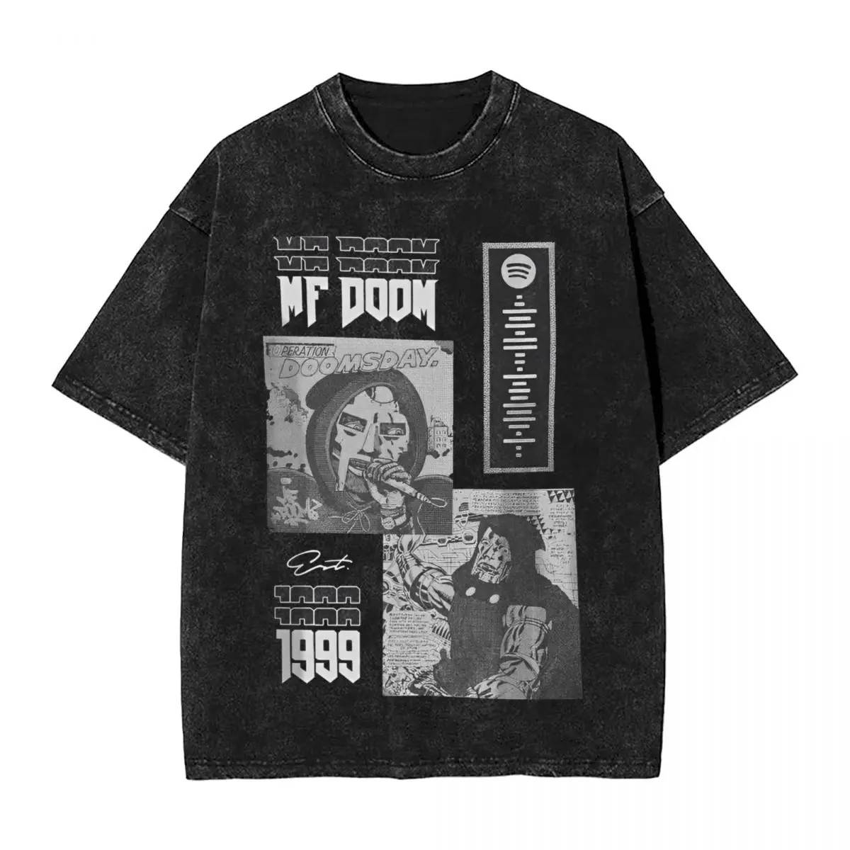 Rapper Mf Doom Mask T Shirt Washed Short Sleeve T-Shirts Operations Doomsday Novelty for Men Women Tops Printed Tee Shirt