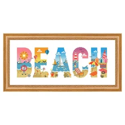 Beach trip cross ricamo kit word pattern design 18ct 14ct 11ct unprint canvas ricamo fai da te a punto croce