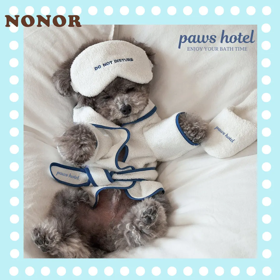 NONOR Pet Bathrob Dog Pajamas Sleeping Clothes Soft Pet Bath Drying Towel Dog Robe Warm Pajamas for Puppy Dogs Shower Clothes