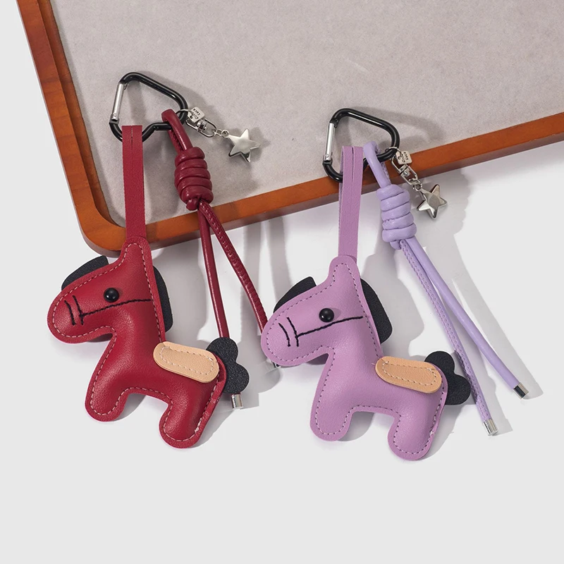 Bunter Leder-Pferdeanhänger Handy-Lanyard Taschenanhänger Handschlaufe Gedrehtes Seil Verstärkt Tragbar Universal