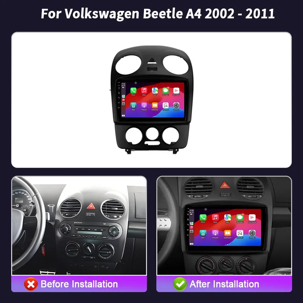 Volkswagen Beetle A4 2002 - 2011 Android 14.0 Car Radio Multimedia GPS Navigation Player Stereo Carplay Screen for car 4G