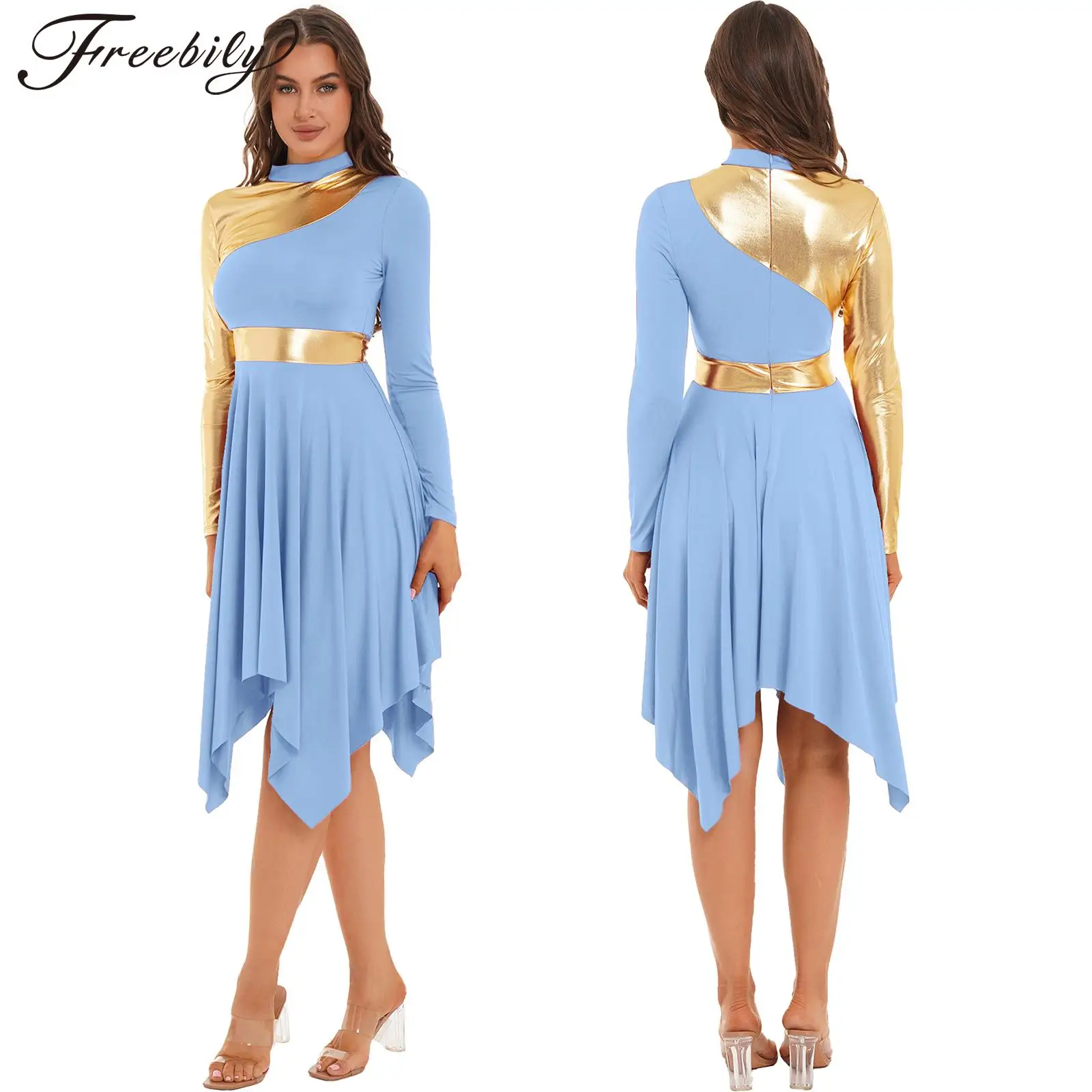 

Женский современный костюм для лирического танца, церковное платье для хора, с длинным рукавом, для вальса и бальных танцев, танцевальная одежда