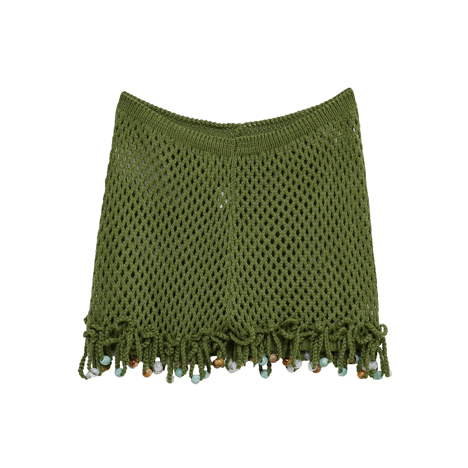 여성 여름 핸드메이드 진주 크로셰 탑과 캐미솔 세트 캐주얼 슬림핏 니트 크로셰 비치 휴가 반바지 세트