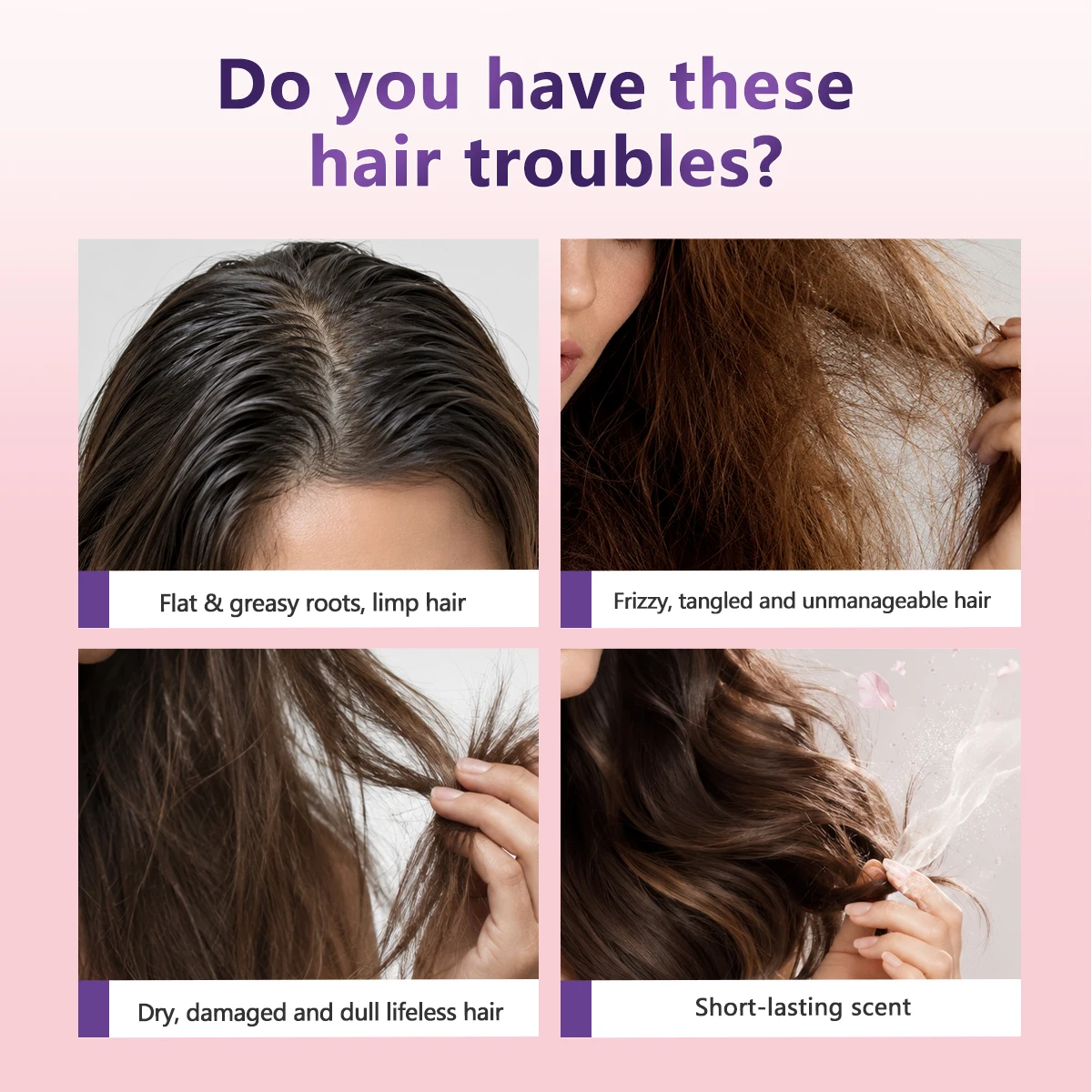 PURC Hair Shampoo Conditioner Set Airy Volume Root Lift 48H Fragrance Anti Frizz Moisturizing Repair Dry Damaged Hair Care