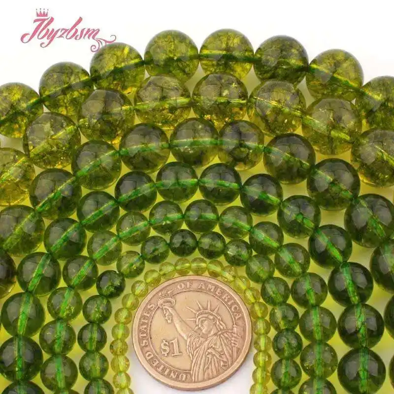 6/8/10/12 مللي متر الزبرجد الأخضر الطبيعي السلس حجر مستدير الخرز ل قلادة أساور صنع المجوهرات 15 بوصة DIY بها بنفسك فضفاض الخرز #4