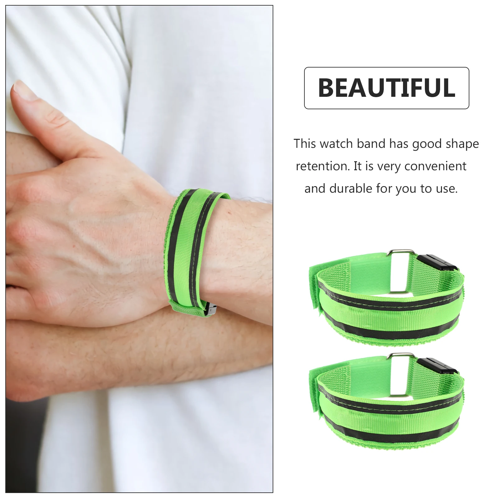 

2Pcs High Visibility LED Armbands Nylon Sports Adjustable Bracelet Perfect For Night Running Cycling Walking
