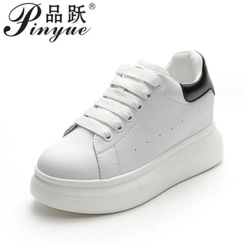 7.5cm Hidden Heels Women Platform Wedge Sneakers dermis Leather White Shoes Female Krasovki Tenis Feminino Casual shoes