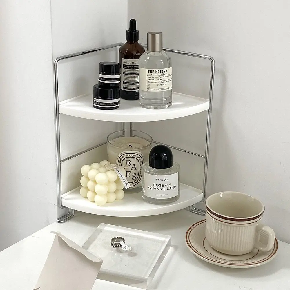 Nordic Style Iron Art Corner Shelf Simple Bathroom Vanity Multi-Layer Storage Rack for Cosmetics Organization