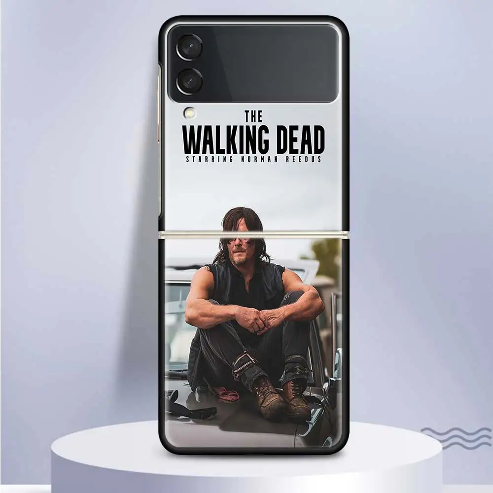 The Walking Dead Daryl Dixon Hard PC Clear Phone Case Cover for Samsung Galaxy Z Flip 5 4 3 5G Flip3 Flip4 Flip5 Customized Fund