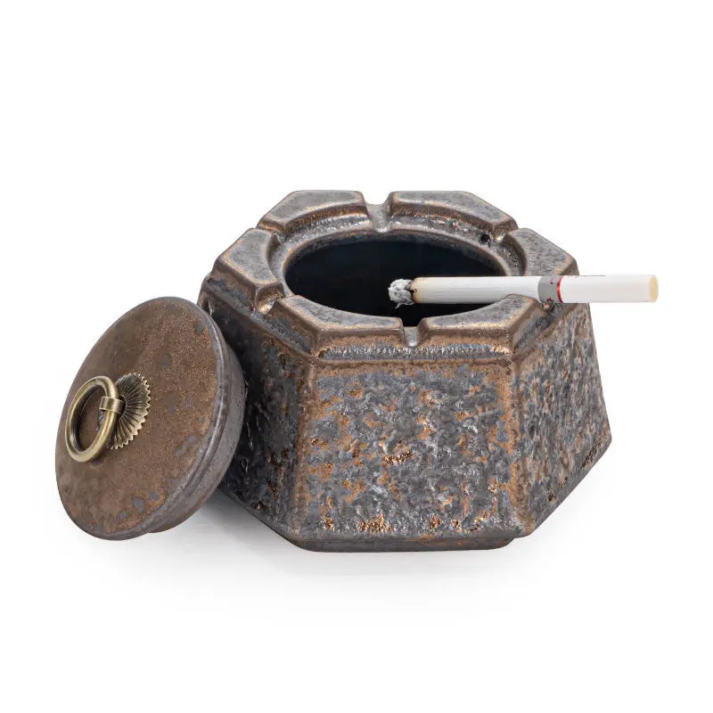 Japanese style rusty ashtray ceramic ancient well ashtray smoke cup home living room decoration office tea desktop ornaments