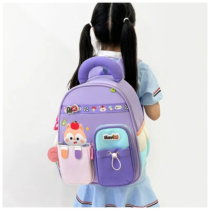Cute Fox Kids Backpack Toddler School Bag With Padded Handle Multi Pocket Preschool Travel Daypack For Girls Rucksack