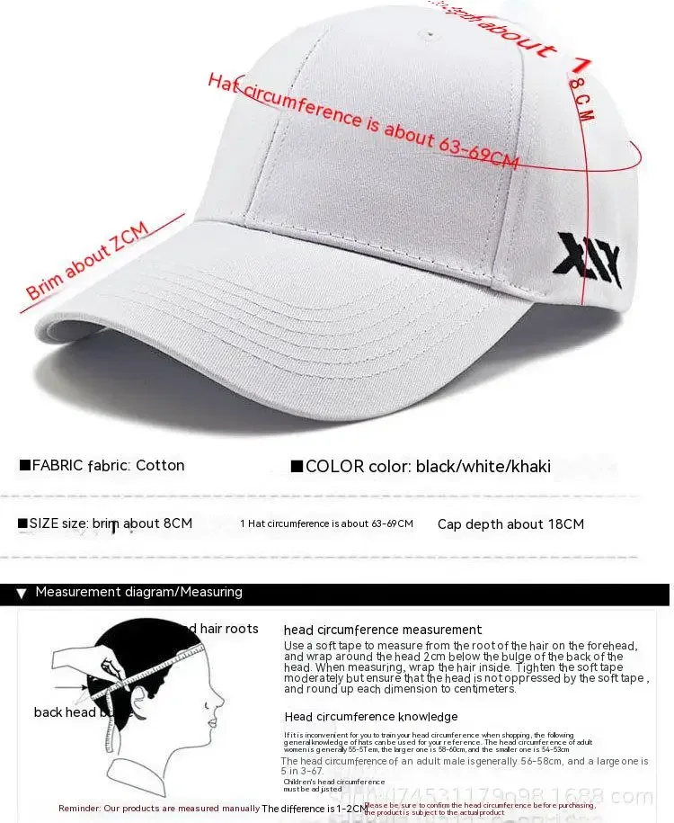 Oohmy Baseballkappe mit großem Kopf, für Männer, Frauen, Jugendliche, Jungen und Mädchen, große Baumwolle, Sporthüte, Übergröße, Snapback-Mütze, 56–58 cm, 60–68 cm – Detail 9