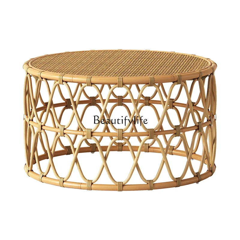 

Simple Nordic rattan coffee table Japanese retro homestay living room small apartment corner table