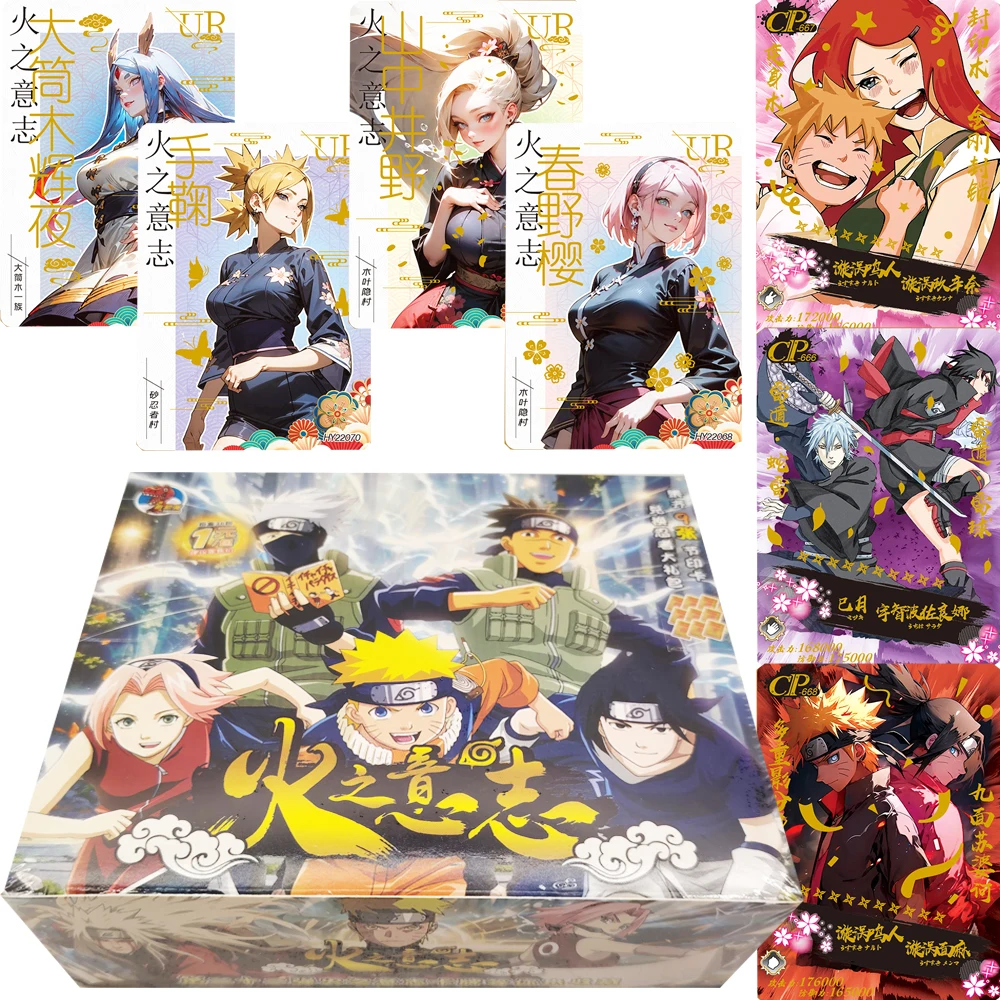 مجموعة بطاقات أنيمي ناروتو لأصدقاء المعجبين، لعبة هدايا المهرجانات الكلاسيكية المشهورة لشخصية الرسوم المتحركة الذهبية بختم ساخن