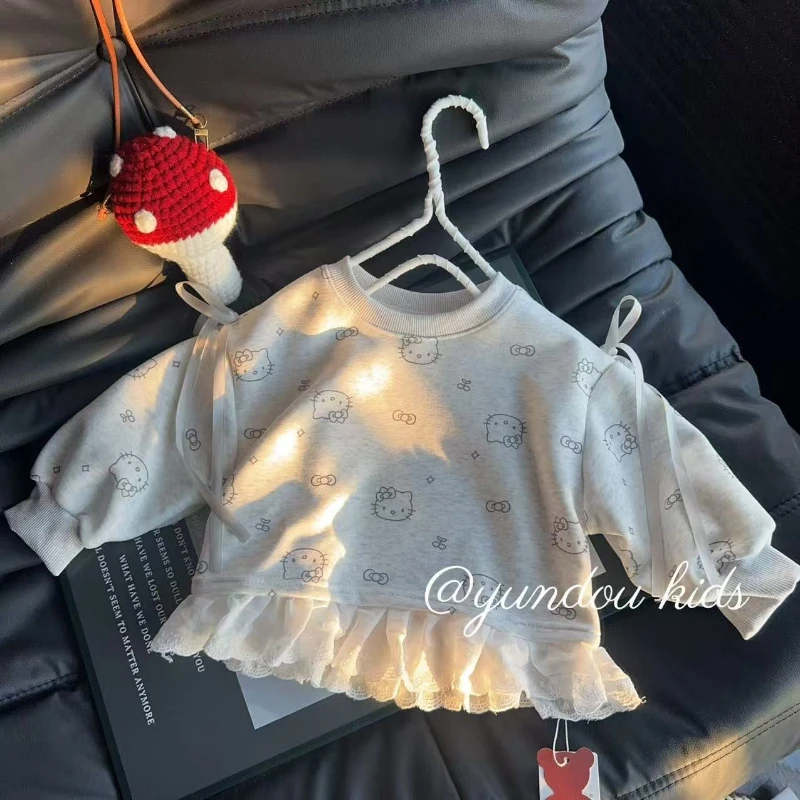 سانريو طفلة الملابس مجموعة الخريف طفل بلوزات البلوز الحلو مرحبا كيتي بلوزات و طماق السراويل 2 قطعة بدلة رياضية للأطفال
