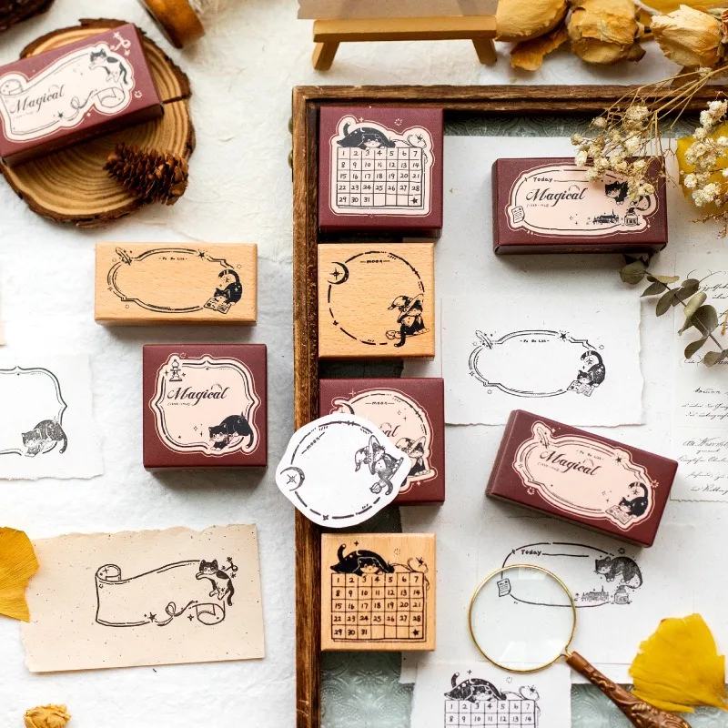 Niedlicher Katzen-Memo-Rahmen, Holzstempel für Tagebuch, Planer, Journaling, Dekoration, Scrapbooking – Holzsiegel, Stempeln, Bastelbedarf