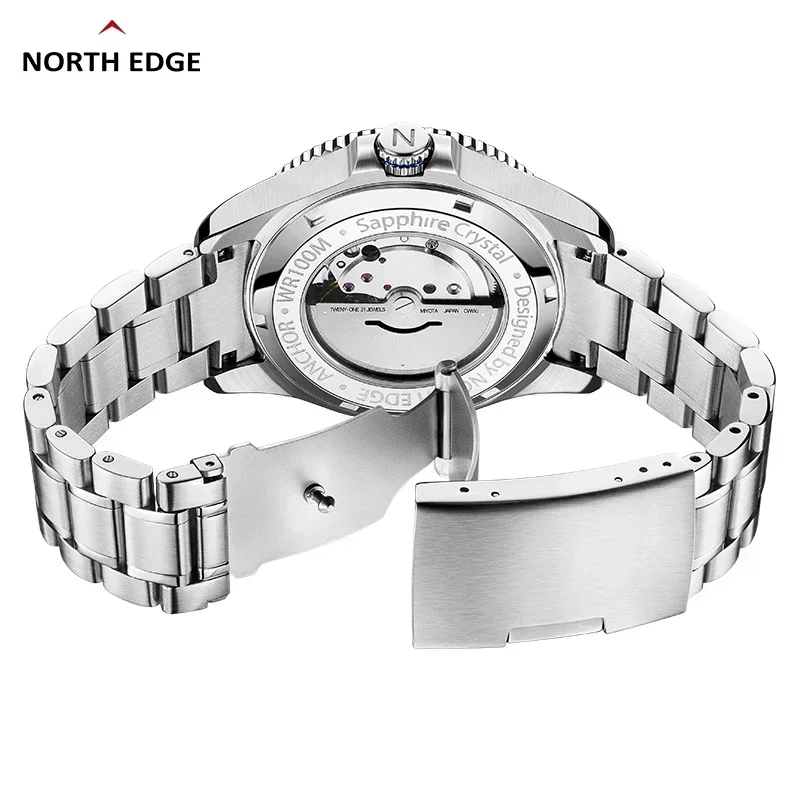 NORTH EDGE ANCHOR 42MM Men Mechanical Wristwatch Luxury Sapphire Glass MIYOTA 8215 Automatic Watches 10bar Waterproof Watch Men