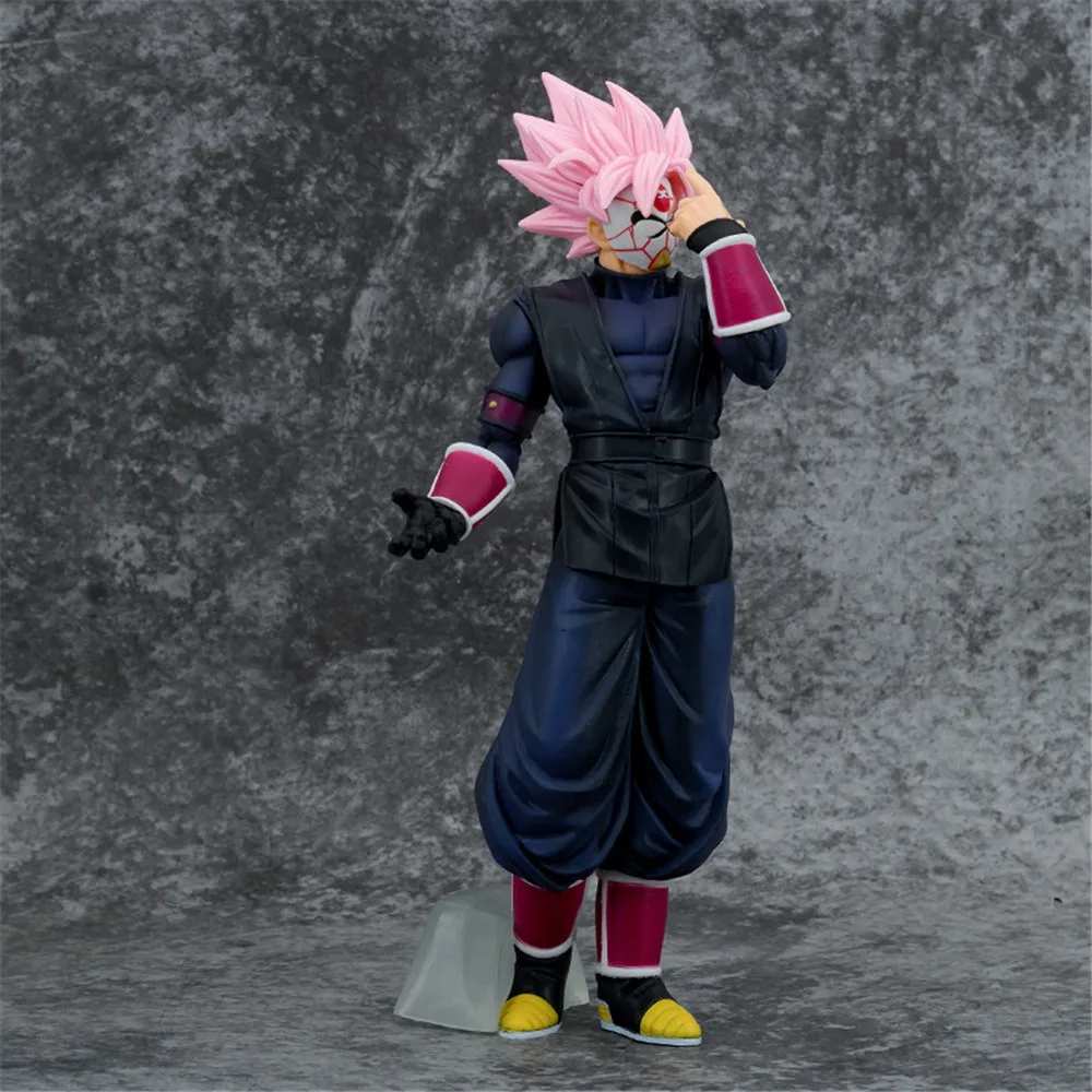 26cm Anime Dragon Ball Z Super Saiyan Pink Hair Mask Son Goku Black Zamasu PVC Action Figure Collection Model Doll Toys Gifts