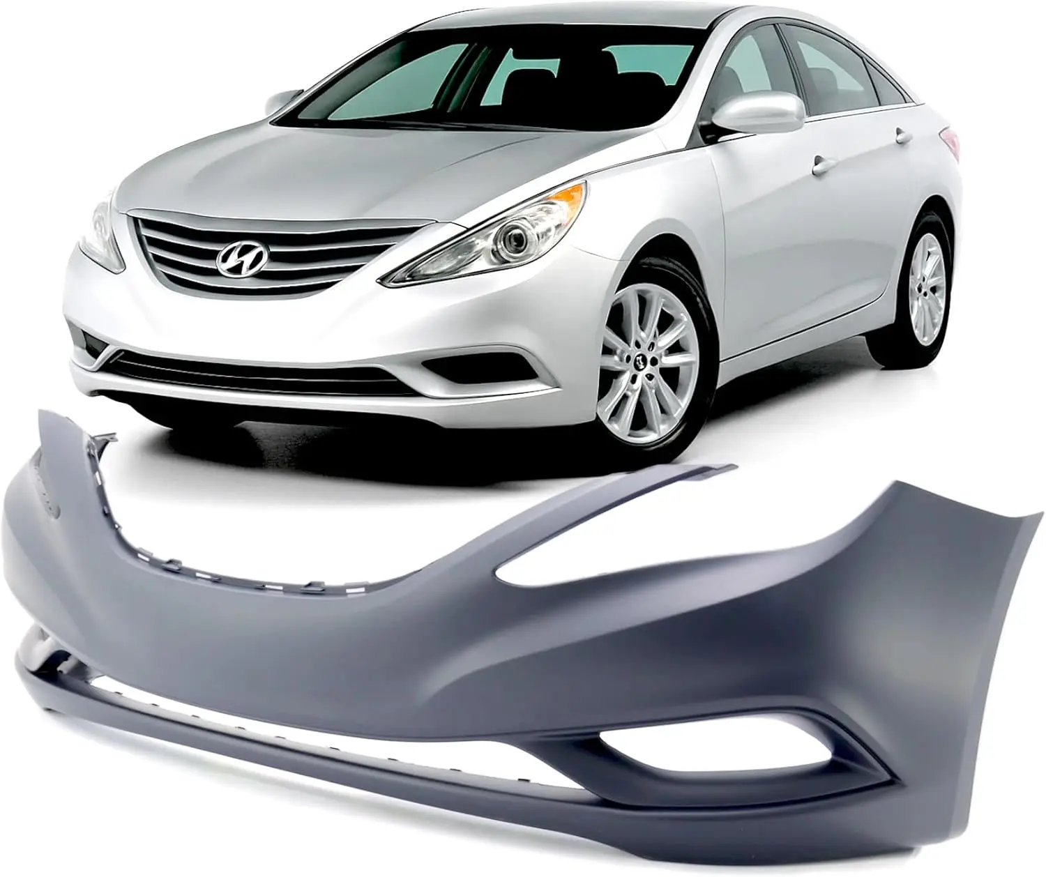 

Для седанов Hyundai Sonata 2011-2013 годов, новая загрунтованная передняя накладка бампера, готова к покраске, с отверстиями для противотуманных фар
