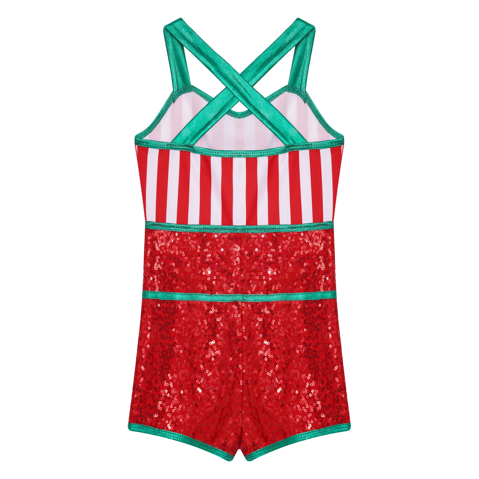 عيد الميلاد الاطفال الفتيات قصب الحلوى زي بذلة أكمام الترتر الرقص Unitards الجمباز عيد الميلاد مرحلة الأداء Dancewear