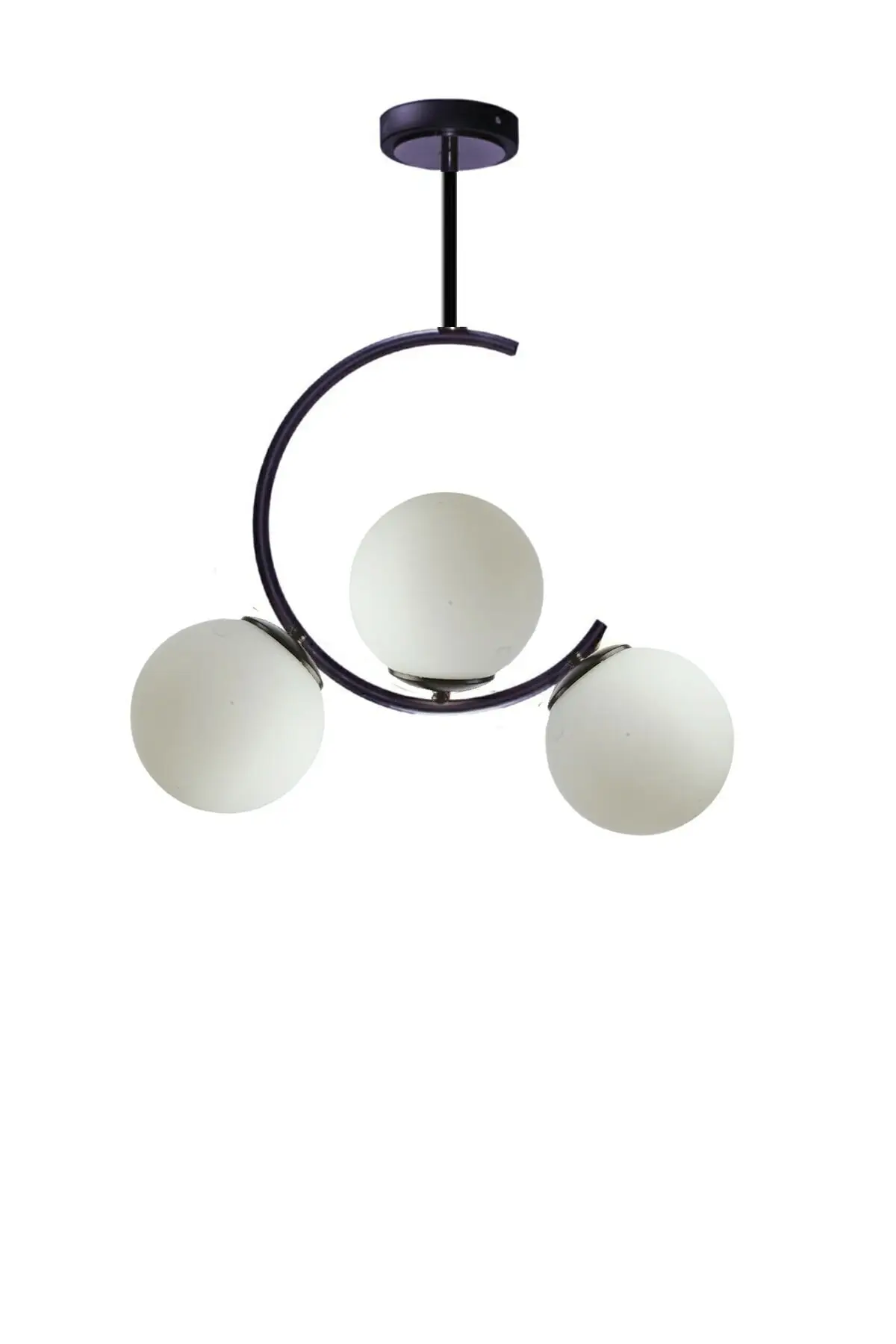 

DOLBOVI crescent C Model Modern sports Glop white glazed black 3-piece chandelier