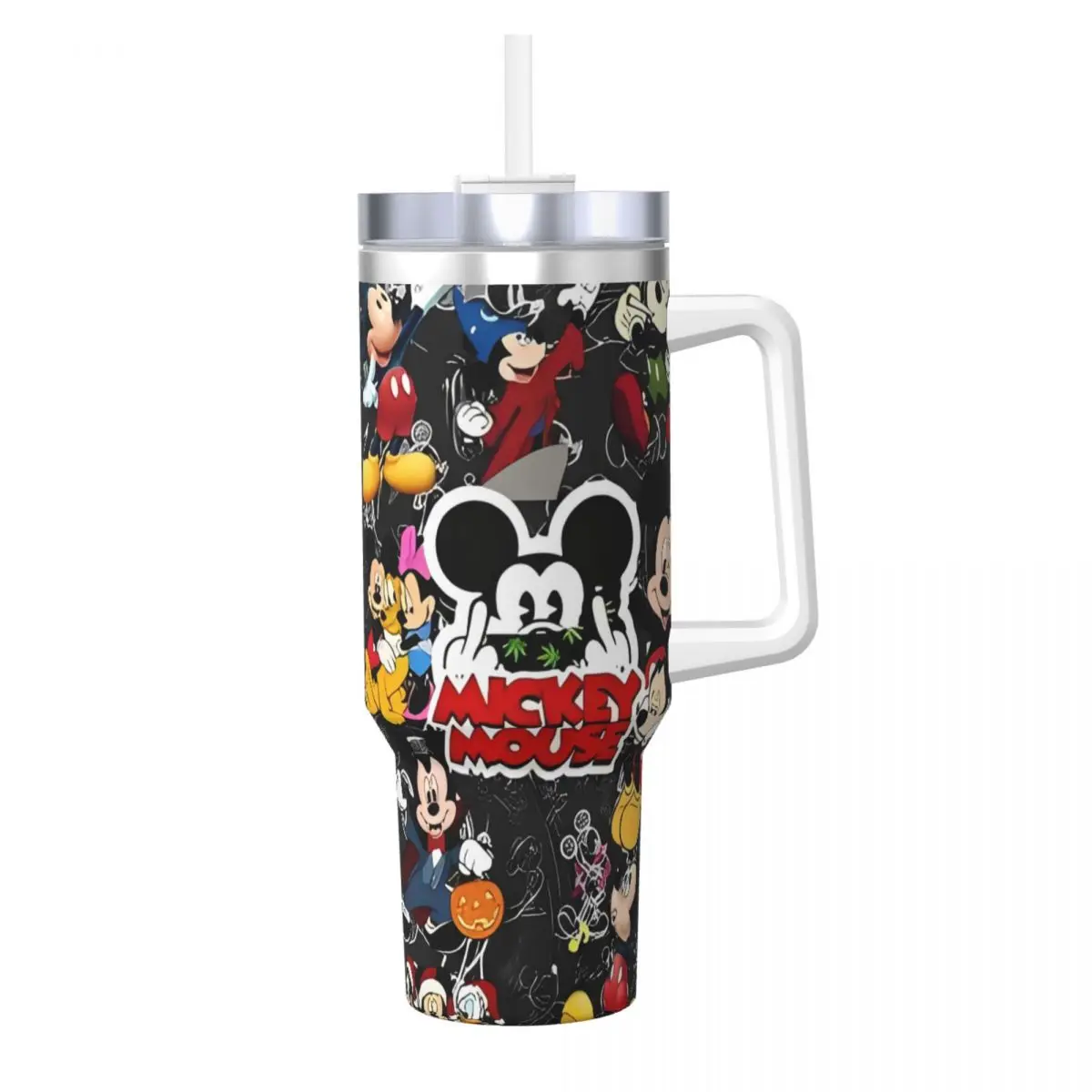 Mickey Mouse Miniso halloween Stainless Steel Tumbler Camping Coffee Mug With Straws Lid 40oz Car Mugs Cold and Hot Water Bottle