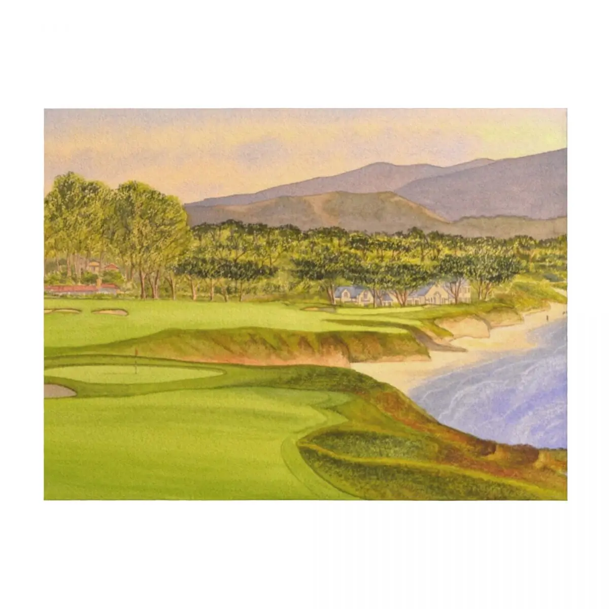 

Pebble Beach Golf Course Holes 9 and 10 Throw Blanket funny gift Thermals For Travel Retros Hairy Blankets