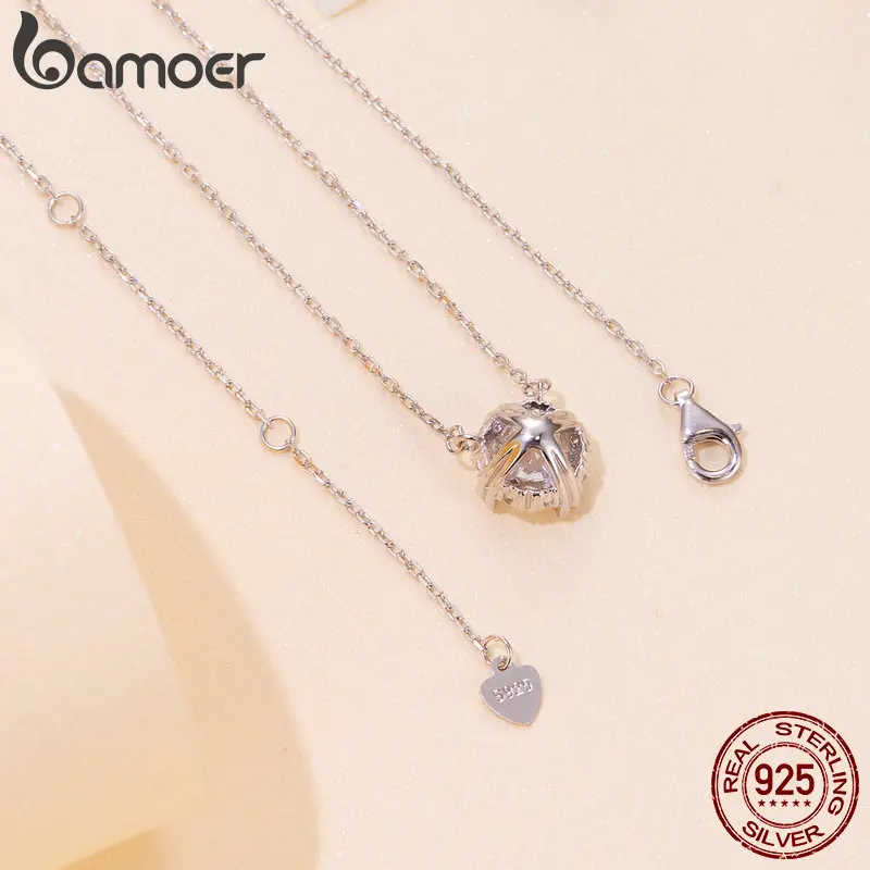 Bamoer 1.0 Carat Real Round Moissanite Pendant Necklace For Women 925 Sterling Silver Wedding Engagement Fine Jewelry Gift 6