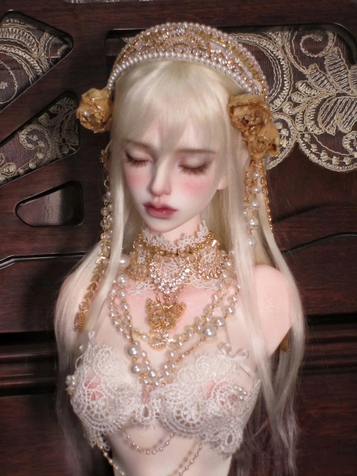 ティアラおじさん人形ジルコンネックレスクラウンブレスレットリングイヤリング、1/3 BJD人形アクセサリージュエリーアクセサリー送料無料